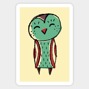 Tall and Green Cute Simple Owl Illustration Magnet